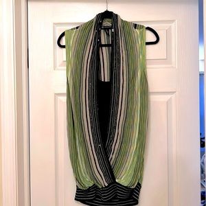 INC Sleeveless Knit Top With Black Built-In Tank. Size XL.